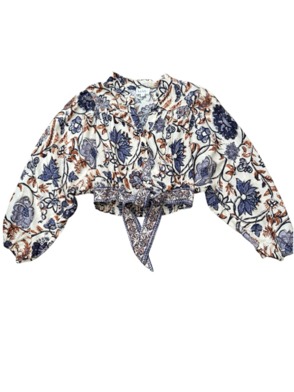 Nicole Miller Floral Paisley Linen Blend Blouse Size Small - Picture 2 of 10